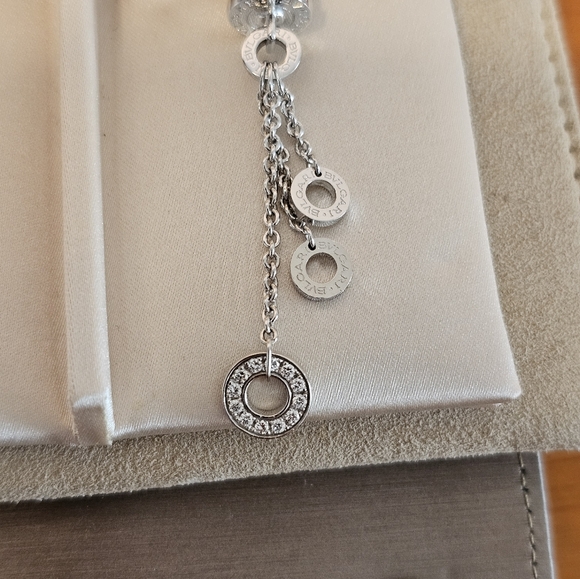 Bvlgari B.Zero White Gold 18k DIAMONDS 750 Drop Dangle Earrings 2.8 Inch Length - Picture 6 of 17